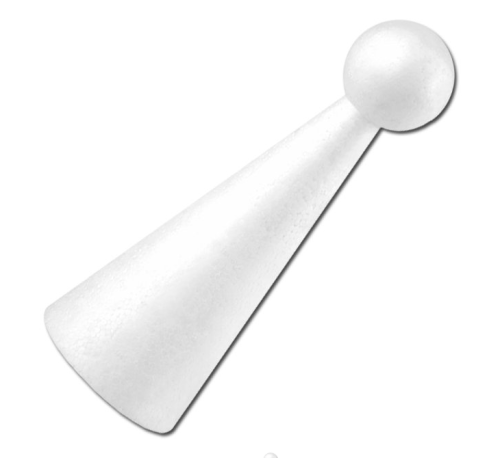 Figurka styropianowa 17cm - stożek z kulką do ozdabiania #1