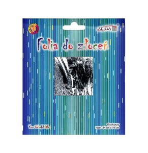 Folia do złoceń w arkuszach Aliga 14x14cm 10szt srebrna