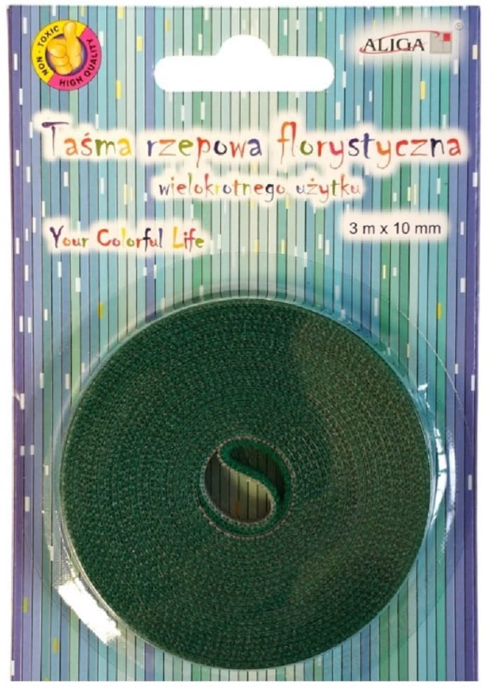 Taśma rzepowa florystyczna Aliga 10mm x 3m zielona