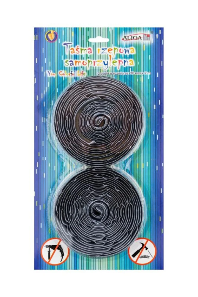 Taśma rzepowa samoprzylepna Aliga 2cm x 2m czarna