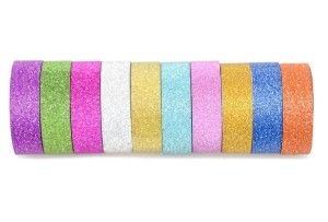 Taśma brokatowa samoprzylepna Aliga 12mm x 3m mix kolorów 10 szt