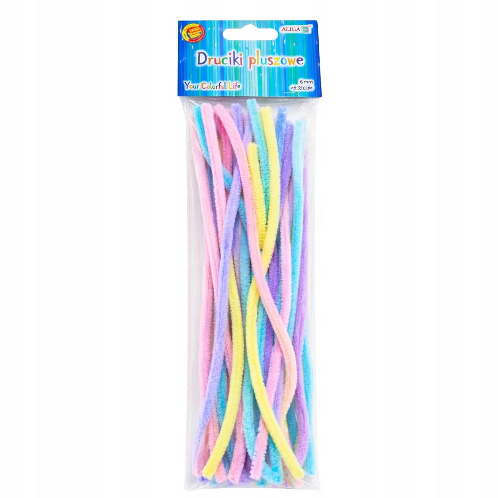 Druciki kreatywne pluszowe Aliga 30 cm 40 szt mix kolorów pastelowe