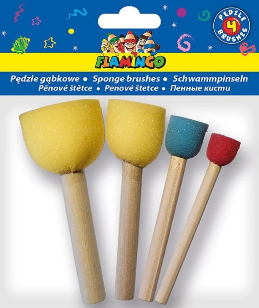 Pędzle gąbkowe okrągłe Flamingo Zestaw 4 szt #1