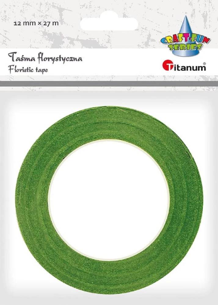 Taśma florystyczna Titanum zielona 12 mm x 27 m #1