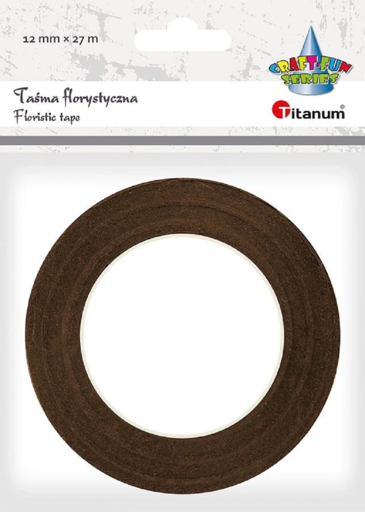 Taśma florystyczna Titanum brązowa 12 mm x 27 m #1