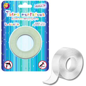 Taśma samoprzylepna przezroczysta dwustronna montażowa Aliga 20mm x 1,5 m.png