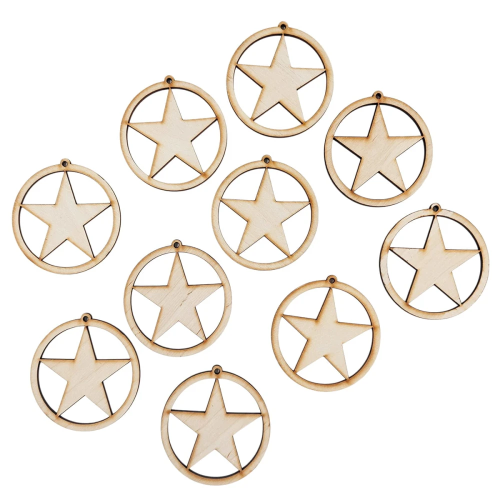 Drewniana ozdoba zawieszka bombka 7 cm Decor - z gwiazdką - 10szt