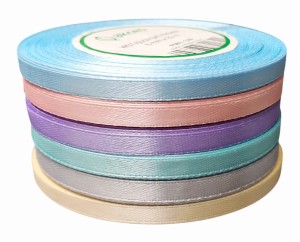 Wstążka satynowa 6mm - 32mb - Zestaw 6 kolorów pastelowych