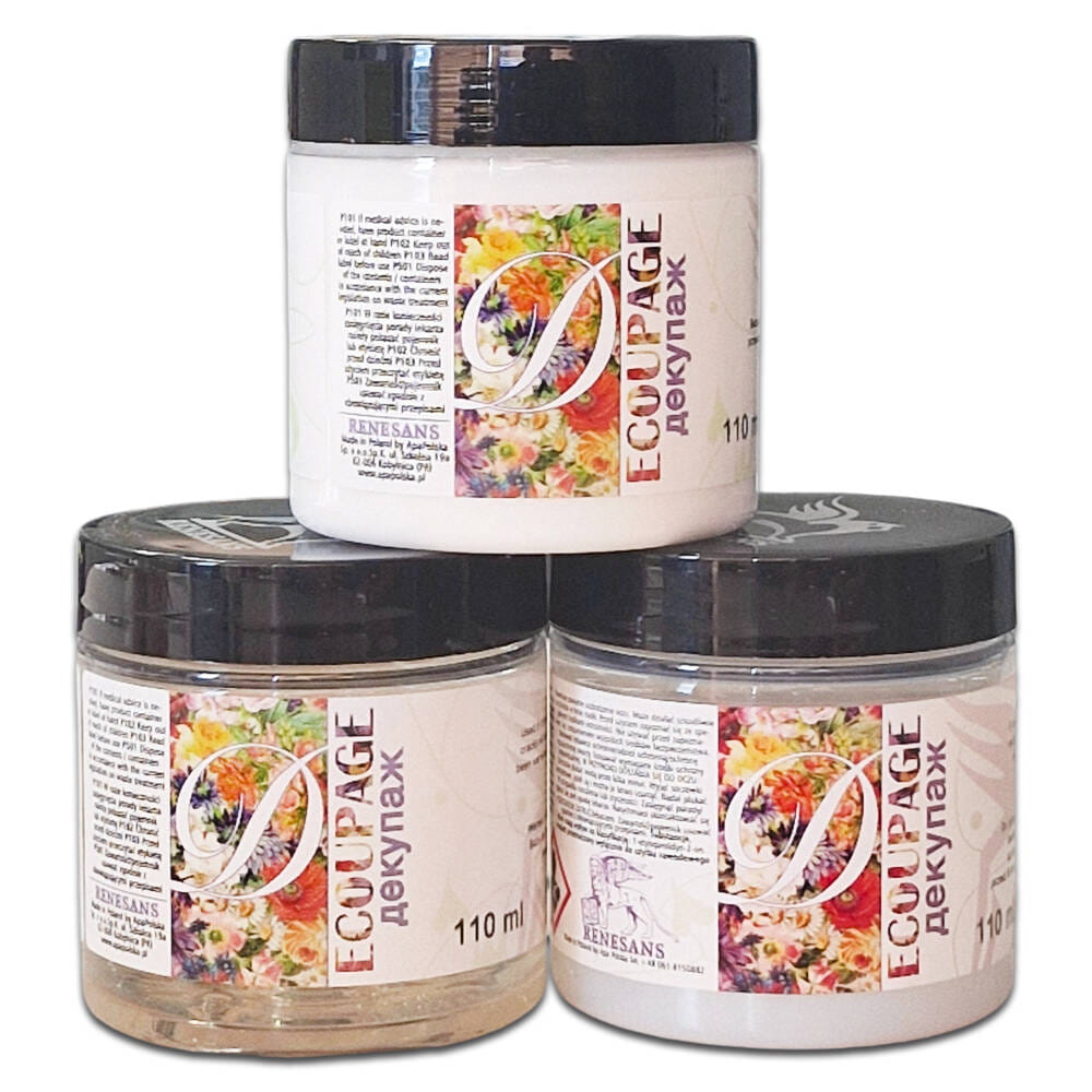 Zestaw do decoupage Renesans 3x110ml klej, lakier, werniks pękający