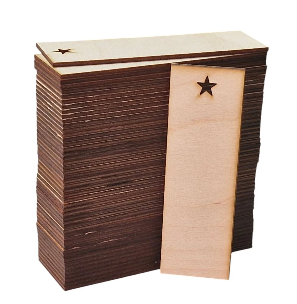 Drewniana zakładka do książki 15x5cm z gwiazdą Decor - 50szt