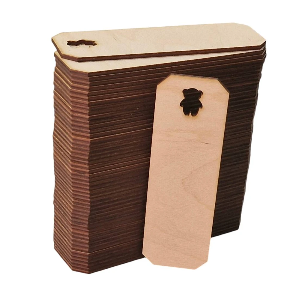 Drewniana zakładka do książki 15x5cm z misiem Decor - 50szt