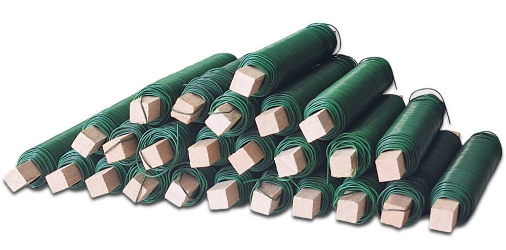 Drut florystyczny do stroików na patyku 0,7mm zielony 25 sztuk