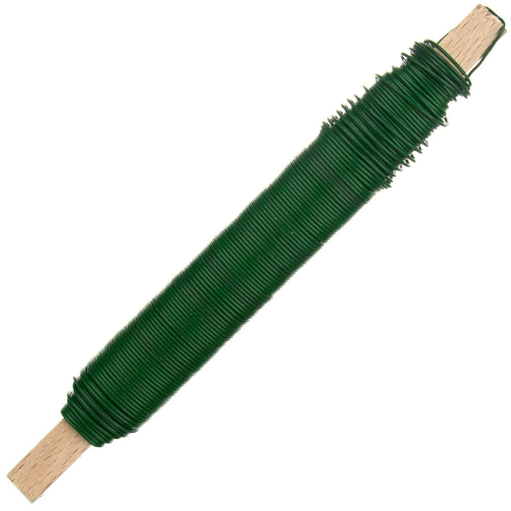 Drut florystyczny do stroików na patyku 0,7mm zielony 25 sztuk