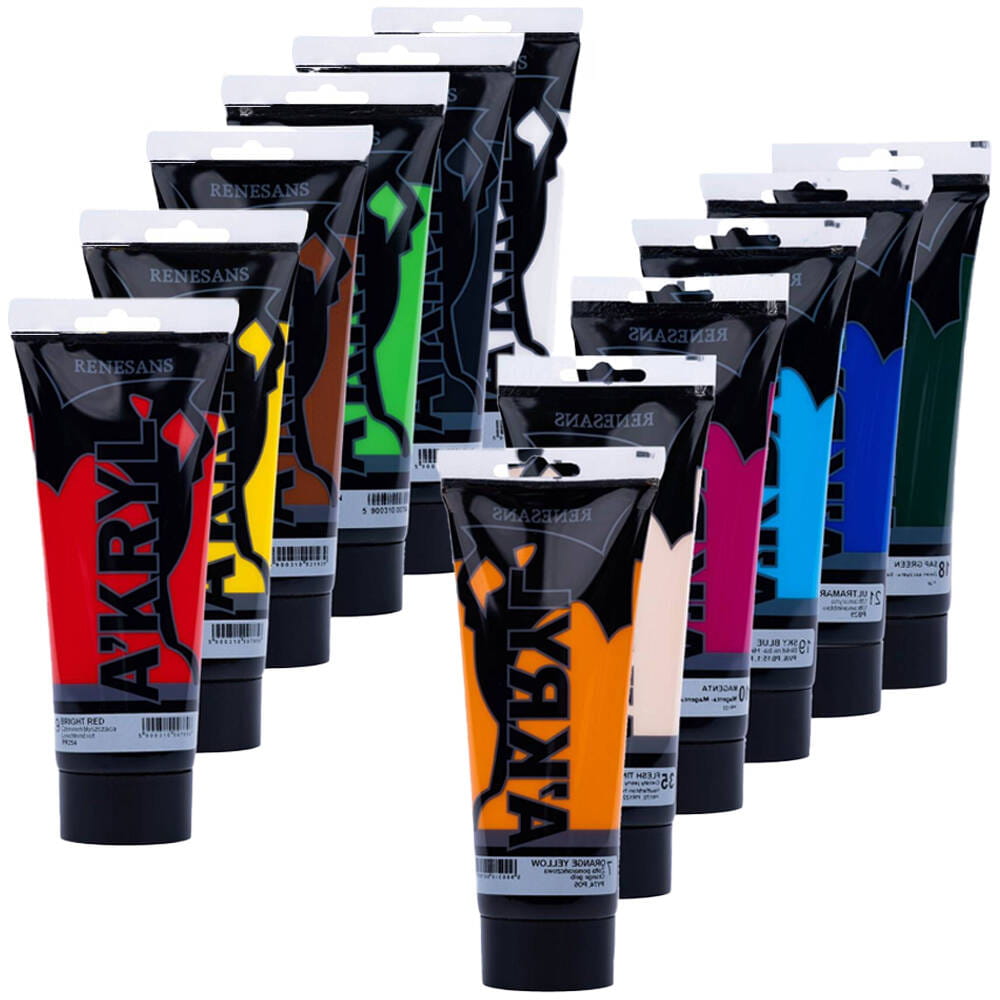 Farby akrylowe Renesans 200ml - 12 kolorów