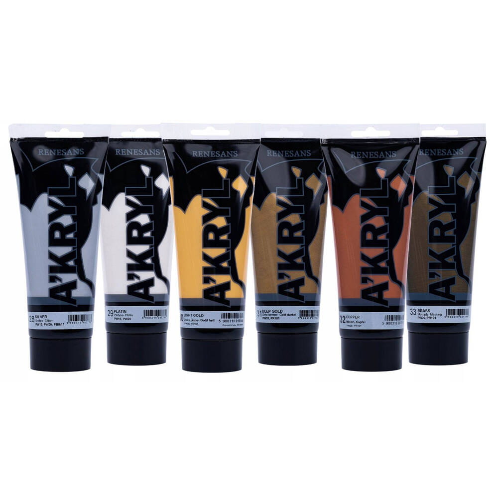 Farby akrylowe metaliczne Renesans 200ml - 6 kolorów
