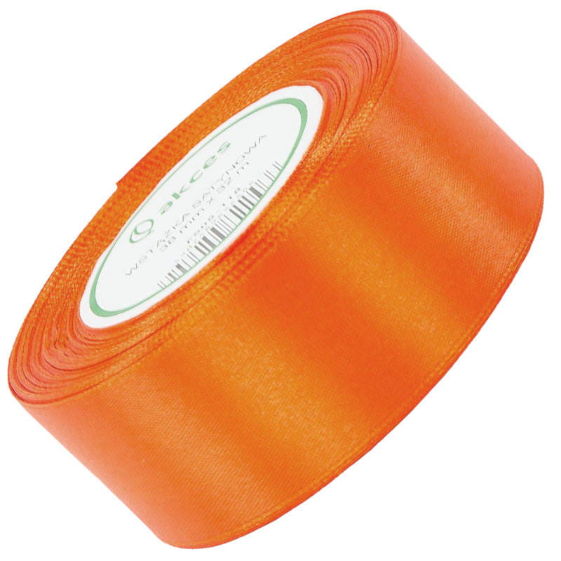Wstążka satynowa neonowa pomarańcz 38mm - 32mb #1