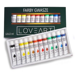 Farby gwasze LOVEART Gouache 12x12ml - Zestaw 60 kompletów