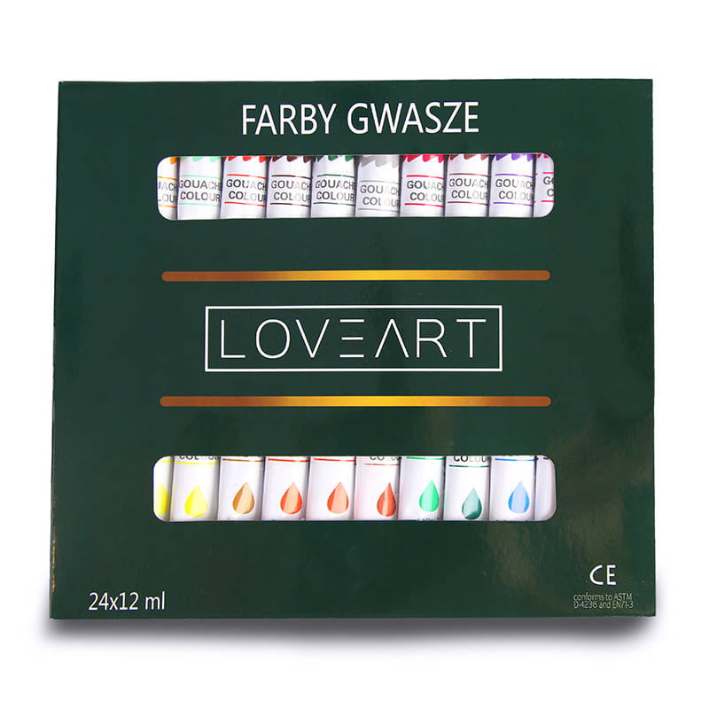 Farby gwasze LOVEART Gouache 24x12ml - Zestaw 24 kompletów