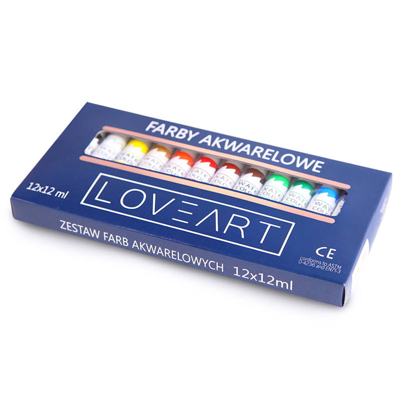 Farby akwarelowe LOVEART 12x12ml - Zestaw 60 kompletów