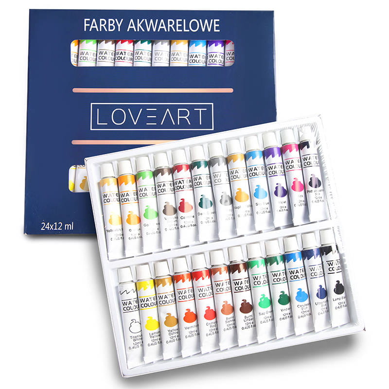 Farby akwarelowe LOVEART 24x12ml - Zestaw 24 kompletów
