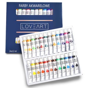 Farby akwarelowe LOVEART 24x12ml - Zestaw 24 kompletów