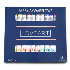 Farby akwarelowe LOVEART 24x12ml - Zestaw 24 kompletów