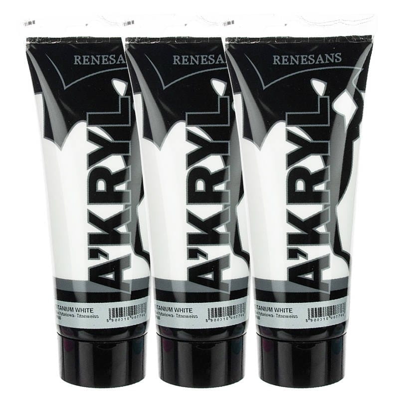 Zestaw farb akrylowych Renesans 200ml Biała - 3 sztuki