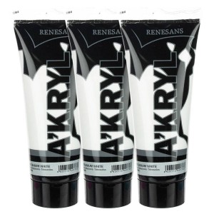 Zestaw farb akrylowych Renesans 200ml Biała - 3 sztuki