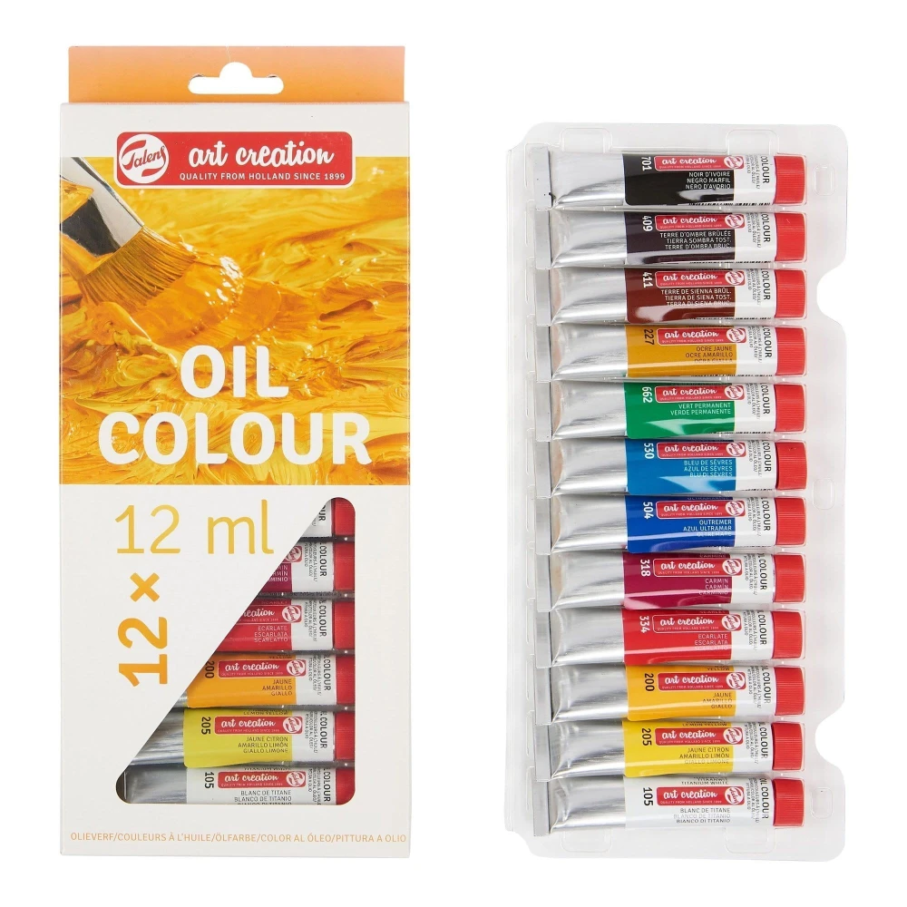 Farby olejne Talens ArtCreation zestaw 12 x12 ml + pędzle + paletka