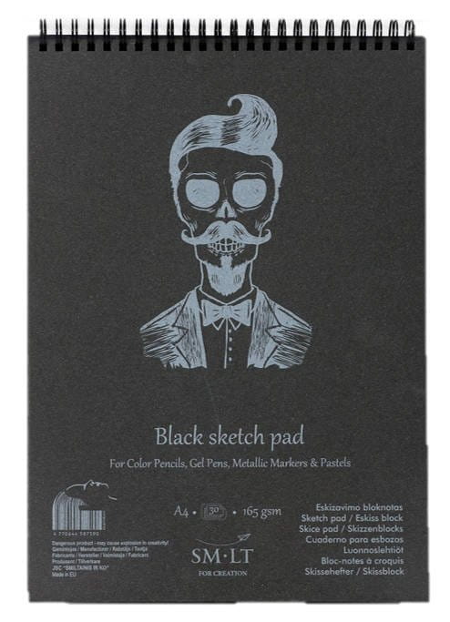 Blok A5 165g 20 arkuszy czarny + zestaw metalicznych pisaków gelly roll