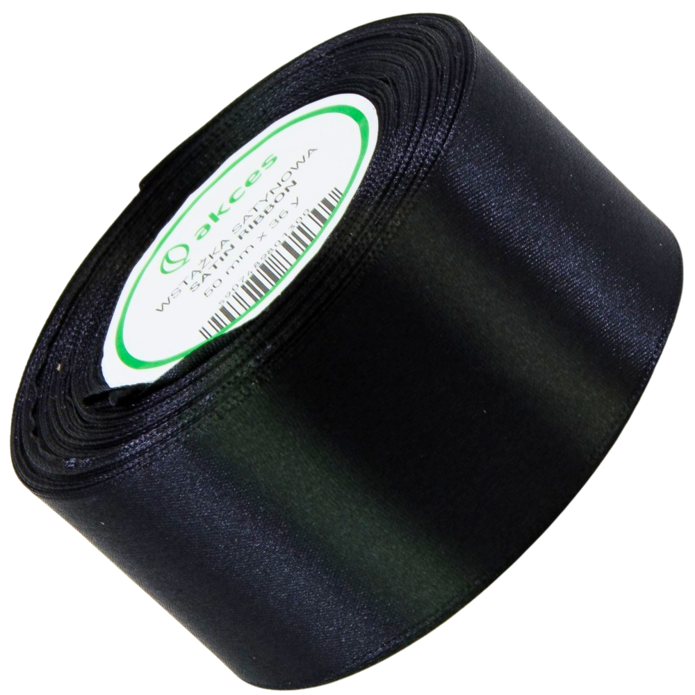 Wstążka satynowa Akces czarna 50 mm, 32 m kolor 08 #1