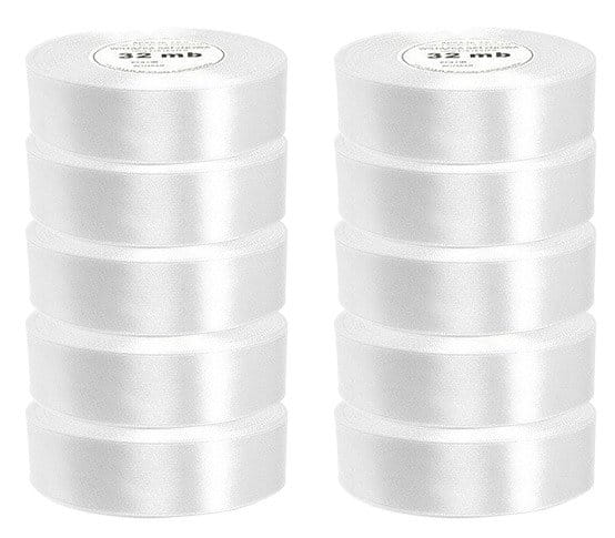 Wstążka satynowa biała 25mm - 32mb - 10szt