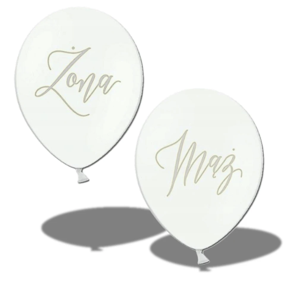 BALONY Z NAPISEM 2 szt napis MĄŻ ŻONA ślub wesele