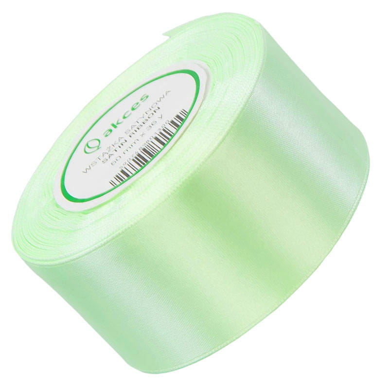Wstążka satynowa jasna zielona 50mm - 32mb #1