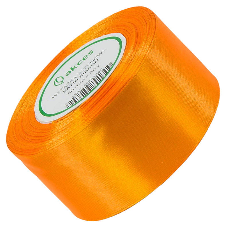 Wstążka satynowa neonowa pomarańcz 50mm - 32mb #1