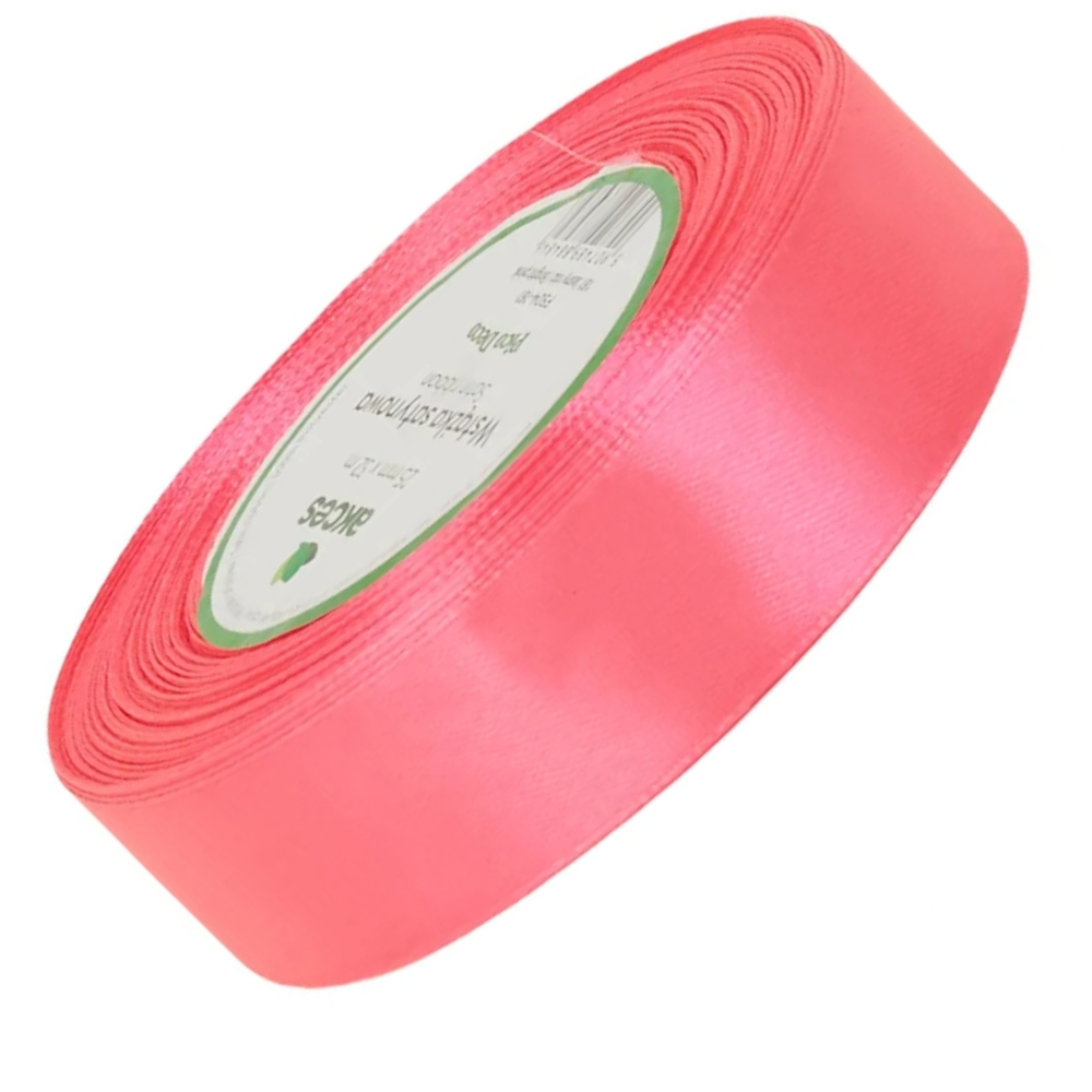 Wstążka satynowa Akces neonowy różowy 25 mm, 32 m kolor 181 #1