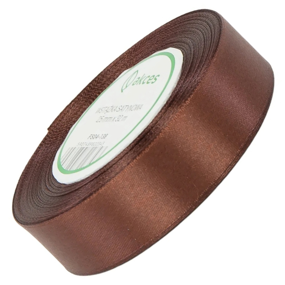 Wstążka satynowa Akces brązowa 25 mm, 32 m kolor 138 #1