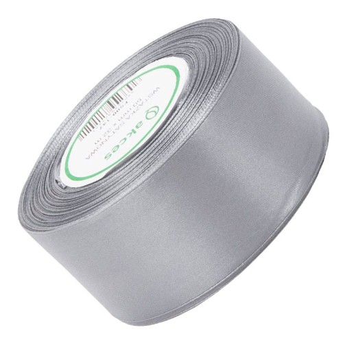 Wstążka satynowa ciemna srebrna 50mm - 32mb #1