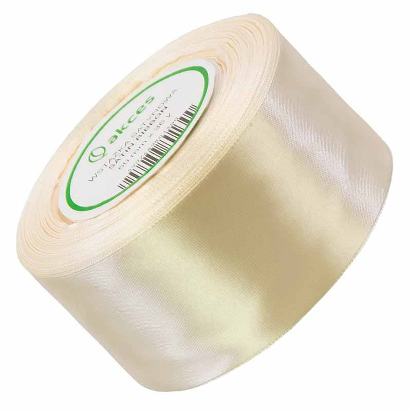 Wstążka satynowa kremowa 50mm - 32mb #1