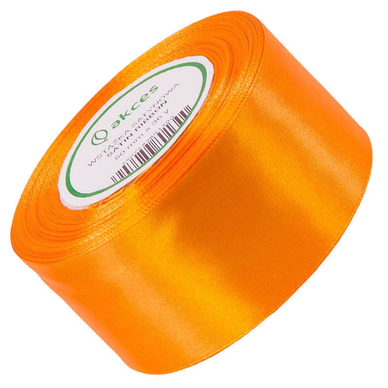 Wstążka satynowa ciemna pomarańcz 50mm - 32mb #1