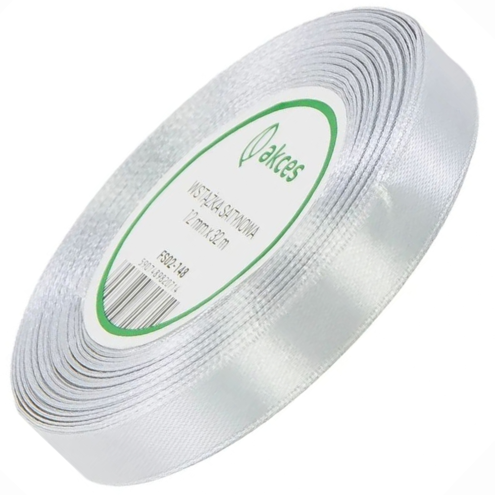 Wstążka satynowa Akces srebrna 12 mm, 32 m kolor 148 #1
