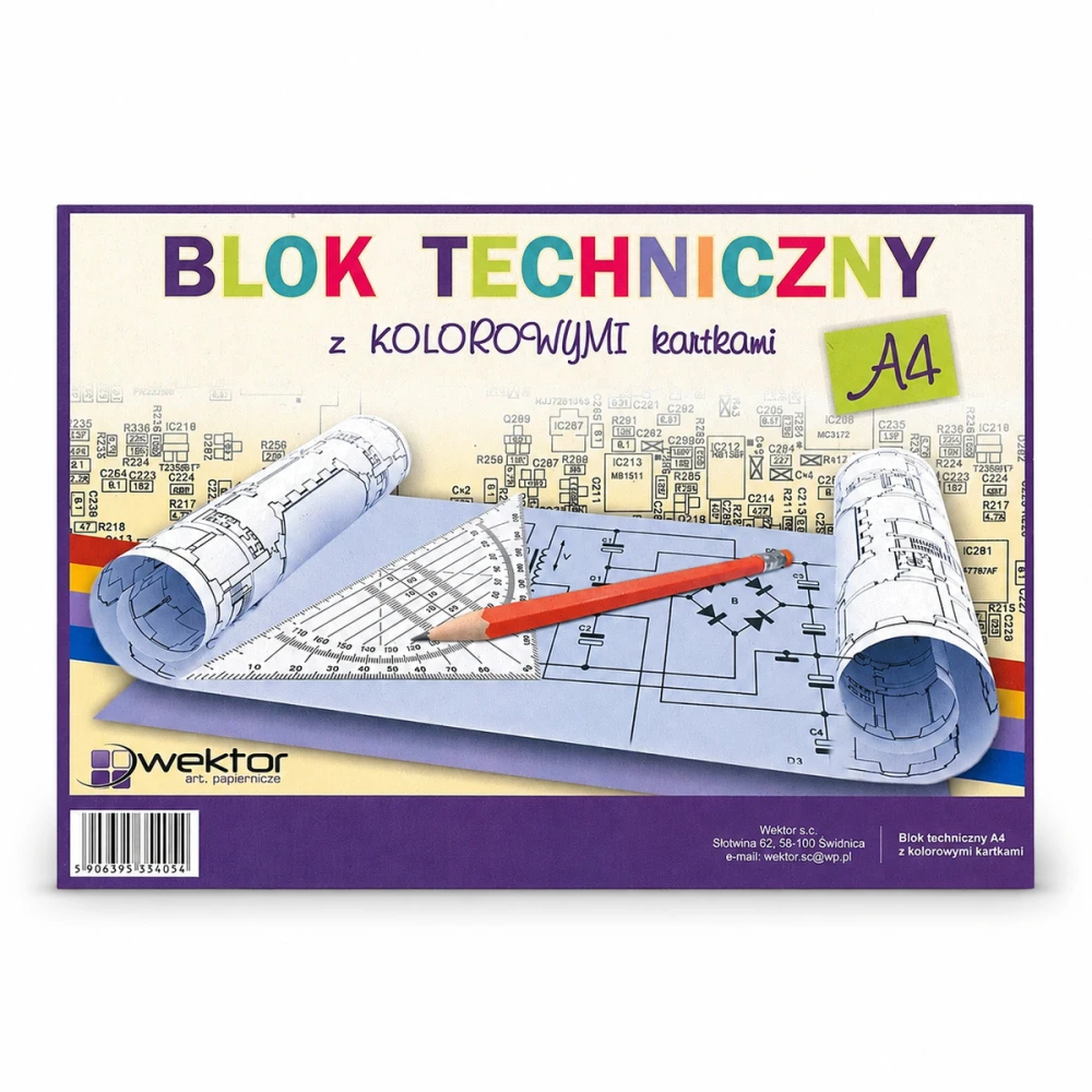 Blok techniczny kolorowy Wektor 160 g - A4, 8 arkuszy #1