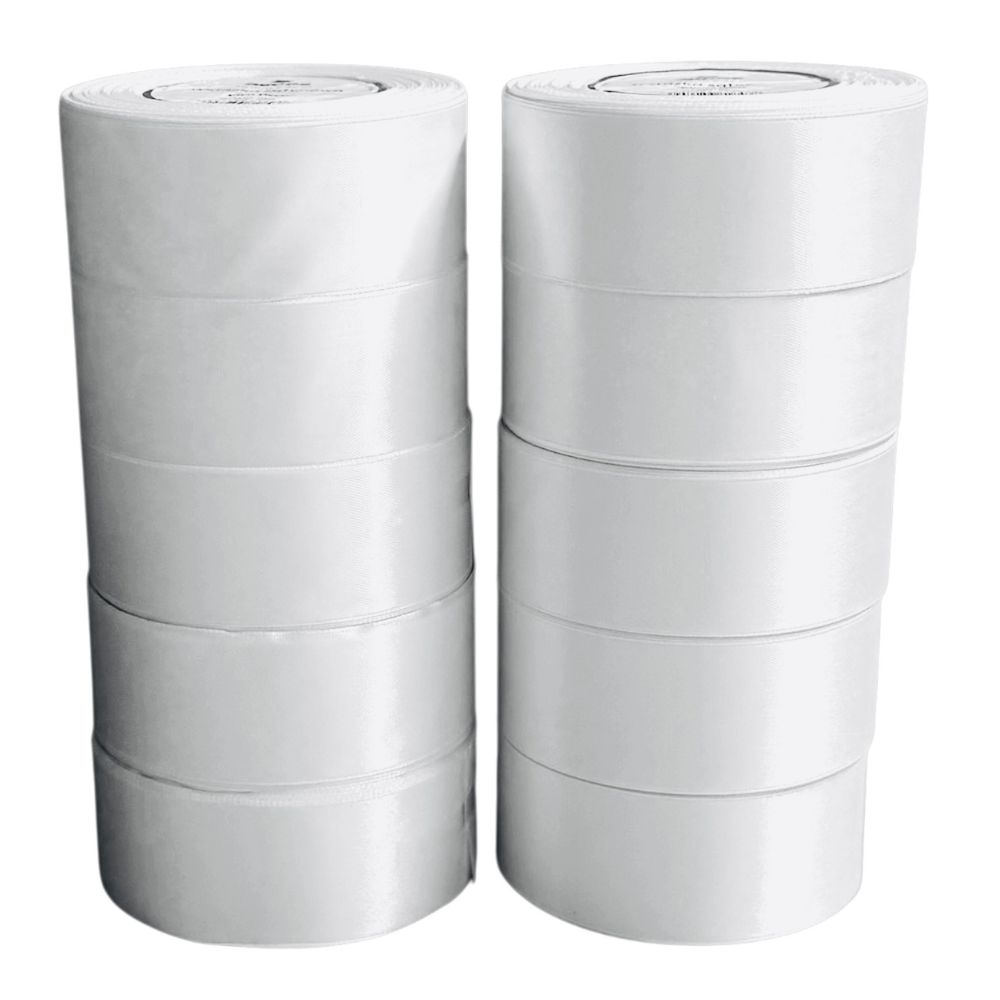 Wstążka satynowa biała 38mm - 32mb - 10szt #1