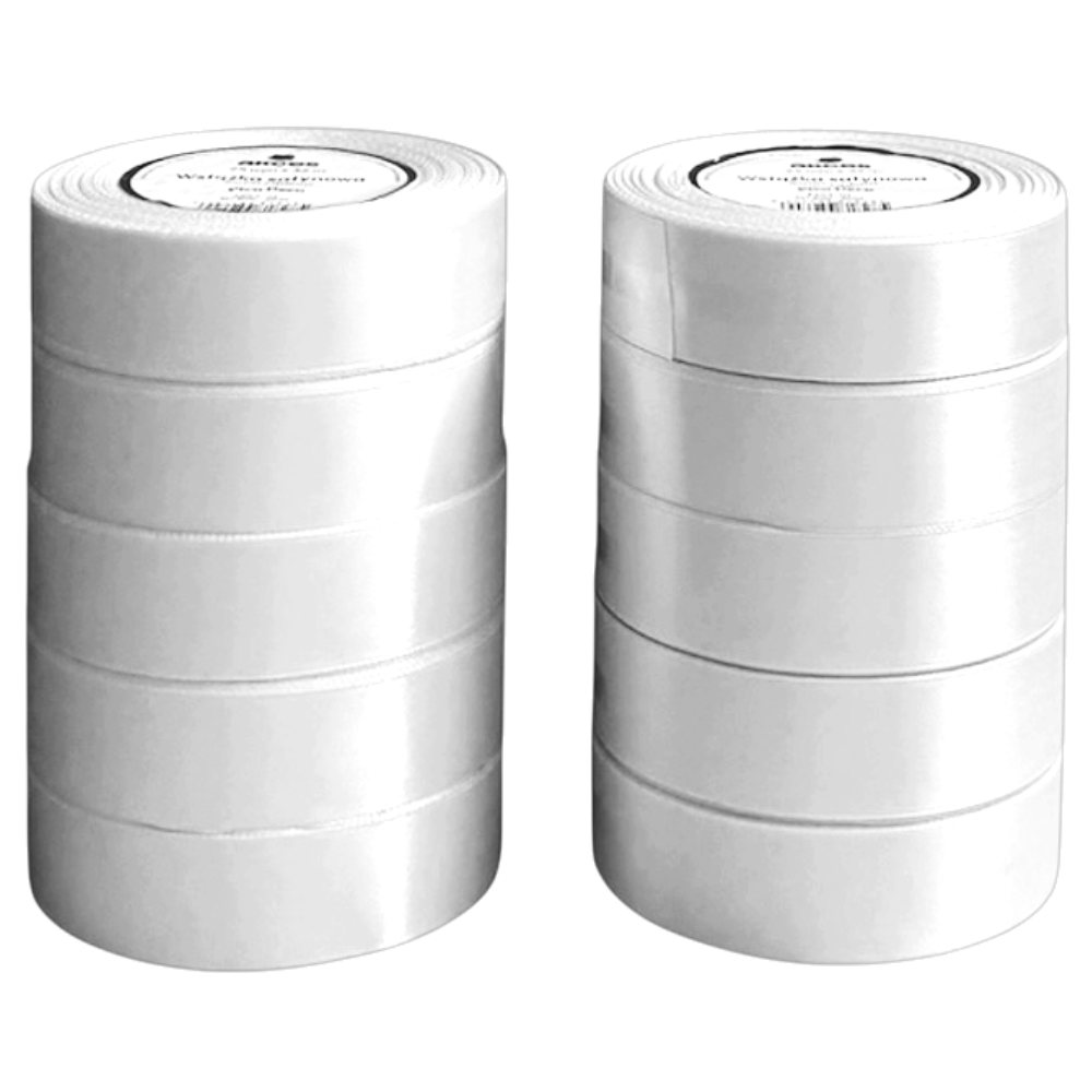 Wstążka satynowa Akces biała 25 mm, 32 m kolor 01 Zestaw 10 sztuk #1