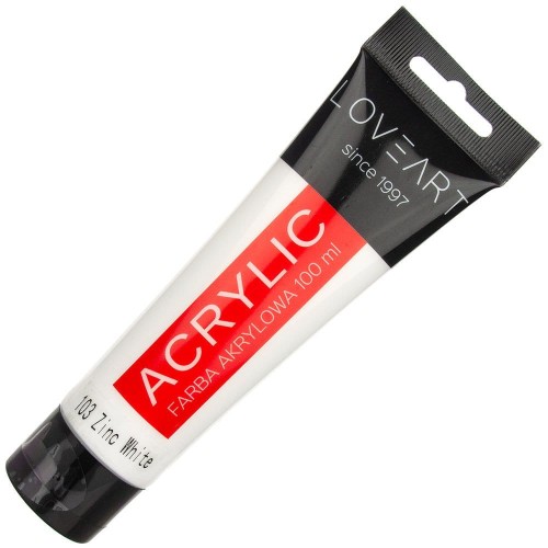 Farba akrylowa LOVEART 100ml - zinc white 103 - biel cynkowa #1