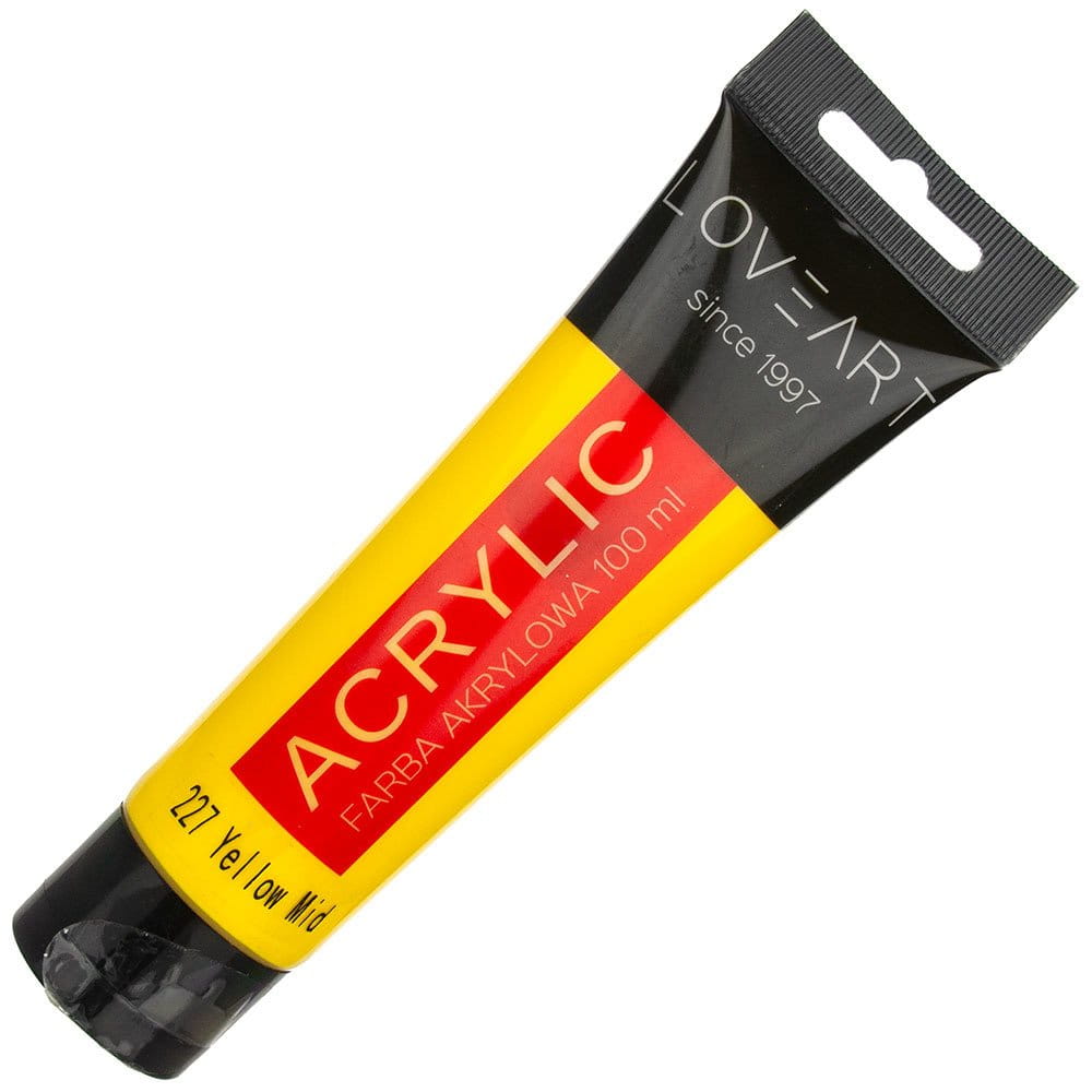 Farba akrylowa LOVEART 100ml - yellow mid 227 - żółta #1