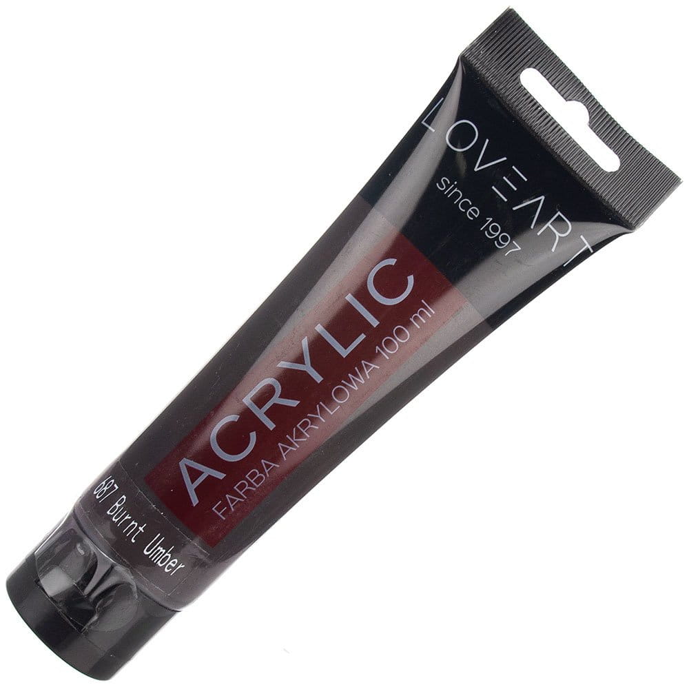 Farba akrylowa LOVEART 100ml - burnt umber 687 - brązowa #1