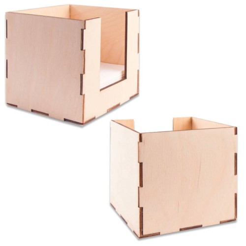 Drewniany pojemnik pudełko na karteczki 10x10cm decoupage Decor #2