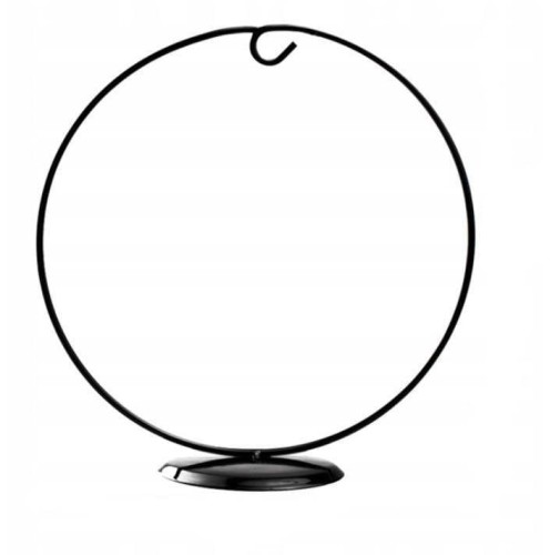 Stojak na bombkę jajko metalowy koło czarny 17cm #1