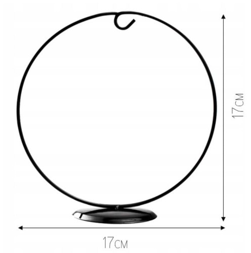 Stojak na bombkę jajko metalowy koło czarny 17cm #2